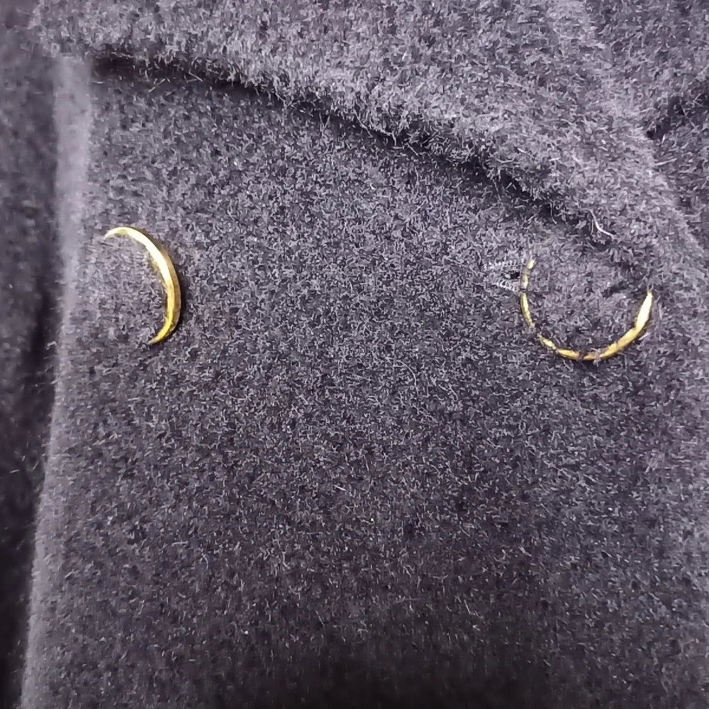 Vintage Full-Length w/Lapel & Faux Fur Look Double Breasted Gold Button … - Picture 8 of 13